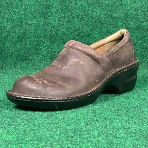 B.O.C. Born Concept Brown Leather Clogs Slip On Platform Shoes Womens 11M C45723